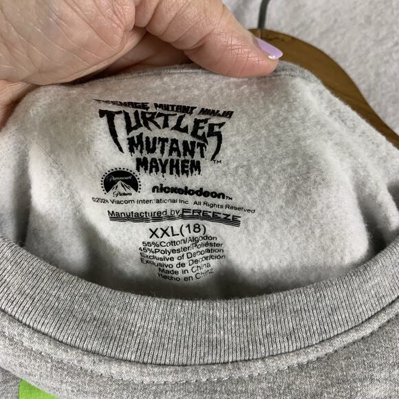 Teenage Mutant‎ Ninja Turtles Boys Sweatshirt Sz 18 Crew Neck Embroidered - Picture 7 of 9